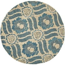 SAFAVIEH Wyndham Evan Damask Floral Area Rug, Blue/Grey, 7' x 7' Round