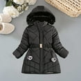thumbnail image 5 of Odeerbi Kids Boys Girls Winter Padded Coat Fleece Lined Jacket Waterproof Fleece Lined Thick Down Coats Puffy Cotton Jackets With Hood Black 6-7 Years, 5 of 7