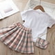 thumbnail image 5 of Qarigey Camiseta de manga corta de verano para niña, conjunto de con cintura elástica, fiesta de viaje, banquete, evento, niños, Tops, conjuntos de ropa Rosa 90cm, 5 of 6