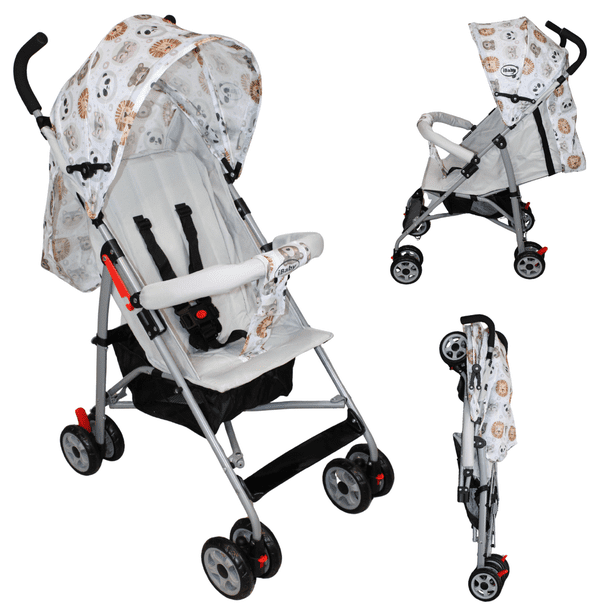 Carriola Bastón Ultra Ligera iBaby Vedo Estampado Plegado Plano Viajera beige