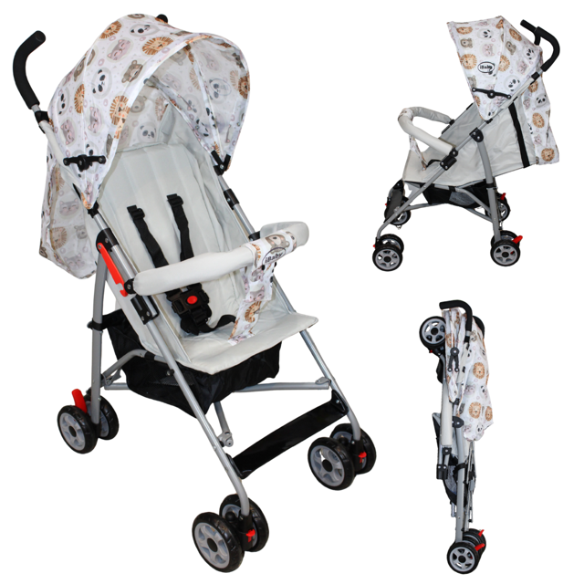 Carriola Bastón Ultra Ligera iBaby Vedo Estampado Plegado Plano Viajera beige