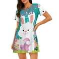thumbnail image 1 of Disketp Happy easter para Camisón Corto de Manga Corta para Mujeres, Camisón Cómodo con Escote Redondo, Bonito y Confortable, 1 of 6