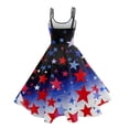 thumbnail image 5 of SAATLERI July 4th Dresses for Women Star Stripes Print Spaghetti Strap Flag Dress A Line Sleeveless Dressy Punk Party Dress, 5 of 5