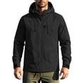 thumbnail image 2 of LYSMORA Mens Adjustable Hood Softshell Jacket Multi Zip Pockets Wind Resistant Outdoor Hiking Climbing Coat With Cuff Tabs, 2 of 8