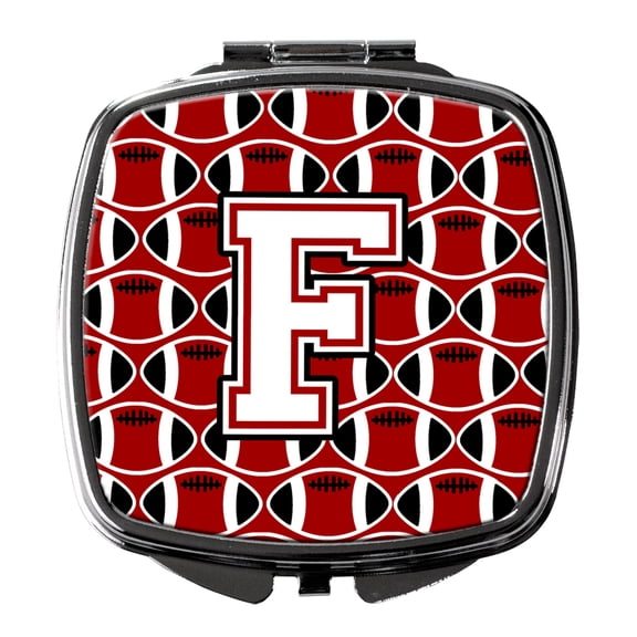 Letter F Football Cardinal and White Compact Mirror CJ1082-FSCM