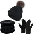thumbnail image 2 of Leesechin 3 in 1 Womens Wool Hat Gloves & Scarf Winter Set, 3 Piece Cable Knitted Beanie Hat for Women with Gift Box, 2 of 6