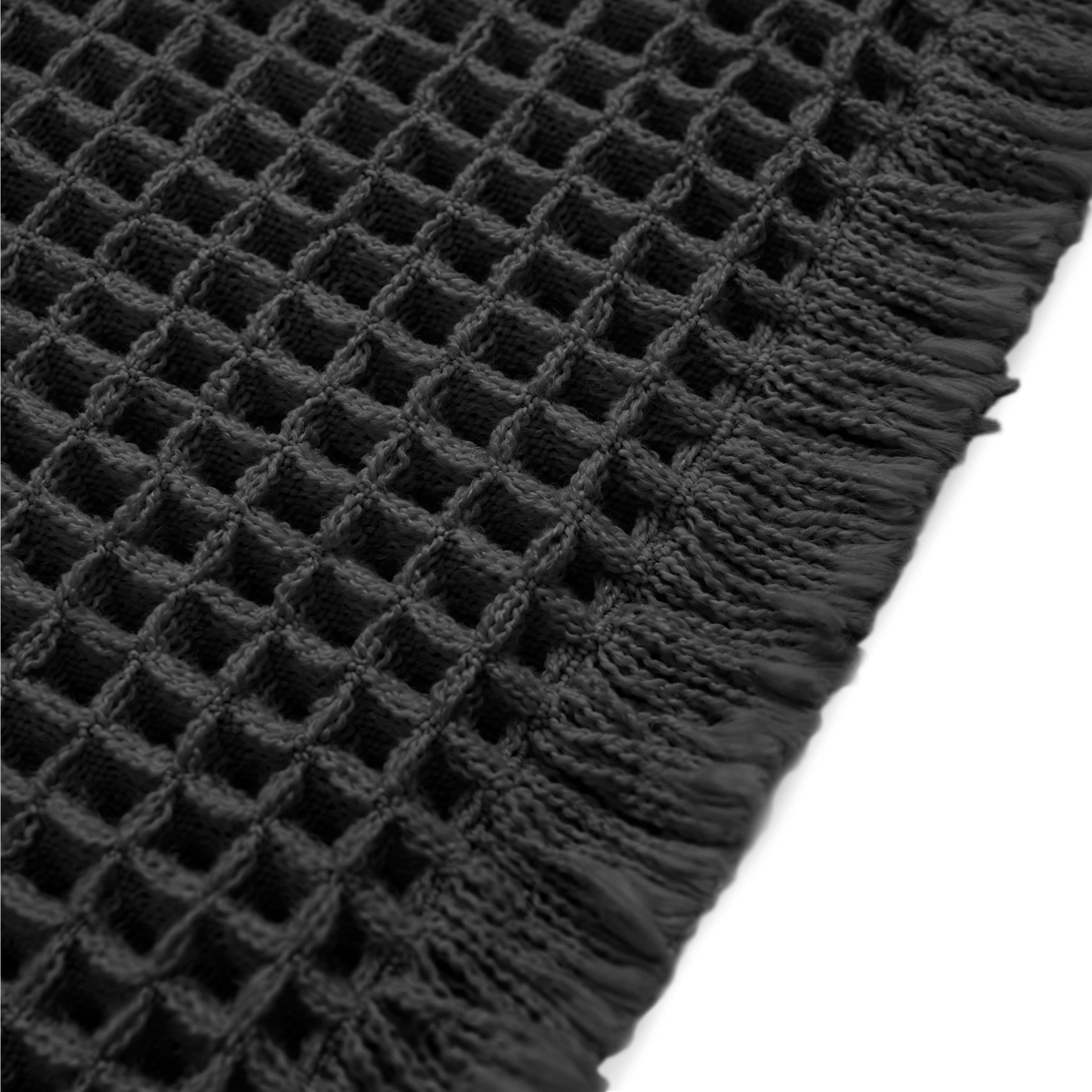 Subrtex Waffle Weave Bathroom Rug, Non Slips Bath Mat, Absorbent Bathmat Bath Rug for Bathroom (24"x55", Black)