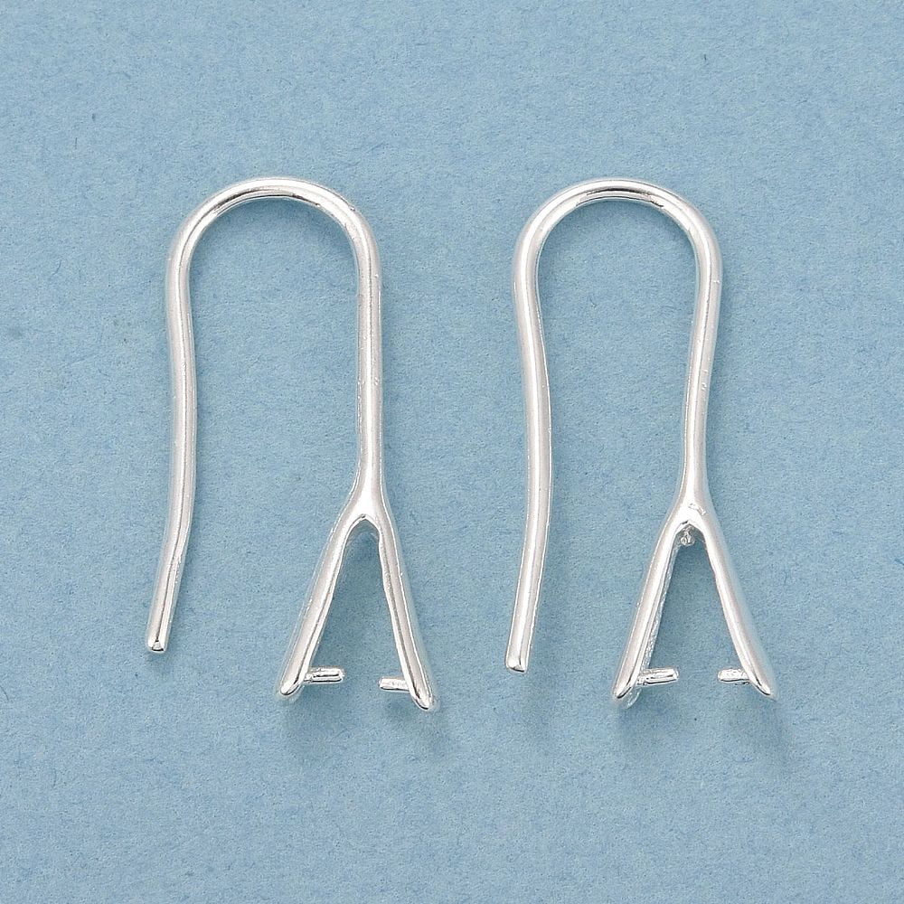 100pcs Rack Plating Eco-friendly Brass Earring Hooks with Ice Pick Pinch Bails Lead Free & Cadmium Free 925 Sterling Silver Plated 21x2.5mm 24 Gauge Pin: 0.5mm and 1mm