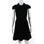 Angle View: Pre-owned|Christian Dior Womens Wool Knit Sleeveless A-Line Dress Black Size 2