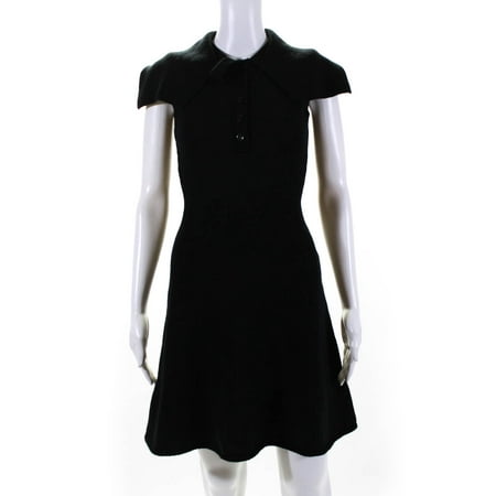 Pre-owned|Christian Dior Womens Wool Knit Sleeveless A-Line Dress Black Size 2