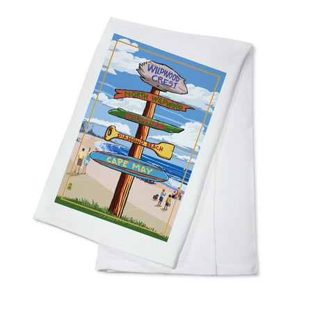 

Wildwood Crest New Jersey Destinations Sign (100% Cotton Tea Towel Decorative Hand Towel Kitchen and Home)