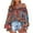 Brown, variant on Womens Tops Casual Loose Women's Summer Casual Printing Long Sleeve Off-The-Shoulder Tops Loose Blouses On Outfit