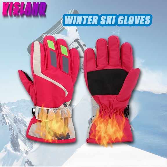 Visland 1 Pair Winter Gloves Thermal Ski Gloves Waterproof Warm Snow Gloves Adjustable Windproof for Boys and Girls(Only Universal Size)