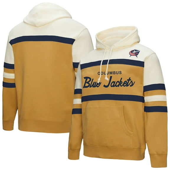 Men's Mitchell & Ness Gold/Cream Columbus Blue Jackets Head Coach Pullover Hoodie