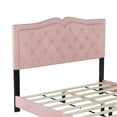 thumbnail image 4 of Pink Upholstered Bed Frame - Queen Size Modern Velvet Platform With Headboard And Rivets Rivet Decoration, 4 of 7