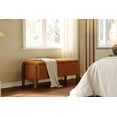 thumbnail image 5 of Modern Storage Benches with Walnut Wood Legs, 47'' Ottoman Bench with 20 Gallons Storage Space for Bedroom End of Bed, Fabric Upholstered Entryway Bench with Seating for Livingroom, Orange, 5 of 14
