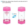thumbnail image 4 of Uxcell 30 Min Sand Timer, Hexagon  with Plastic Cover, Count Down Sand Clock Glass Pink, 4 of 5