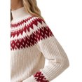 thumbnail image 5 of INSPIRE CHIC Women's Fair Isle Sweater Casual Vintage Mock Neck Long Sleeve Pullover Small Red, 5 of 6