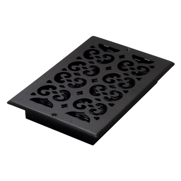 Decor Grates 6x10 Scroll Wall/Ceiling Register Vent Cover, Adjustable Airflow Control, Textured Black (ST610W)