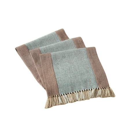 

Tassel Double Table Runners Household Table Cloth Cotton Linen Table Double Cloth (Blue Size 3)