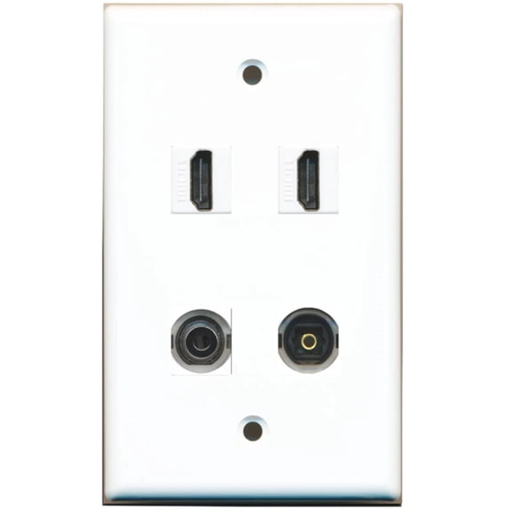 Ultra Spec Cables 2 Port HDMI 3.5mm Toslink-Optical Wall Plate Solid