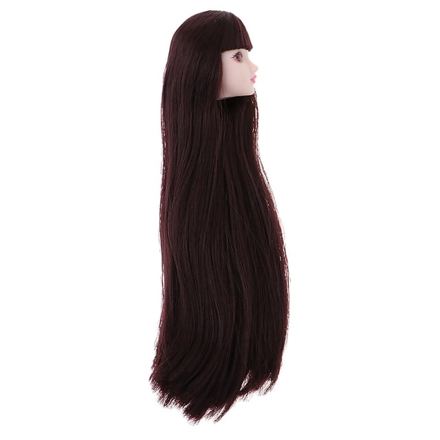 Cabeza de Maquillaje Femenina Hugo 1/6 con Ojos Marrones 3D Peluca de cabeza de muñeca