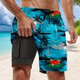 thumbnail image 3 of FINALGANG Mens Casual Beach Print Board Shorts Casual Drawstring Waist Swim Trunks Quick Dry Beach Shorts With Side Pocket For Summer Surfing Daily Wear Dark Blue L, 3 of 3