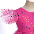 thumbnail image 6 of IBTOM CASTLE Kids Girls Princess Tulle Tutu Dress Flutter Sleeve Star Glitters Rainbow Birthday Party Pageant Summer Dresses 3-4 Years Hot Pink, 6 of 9