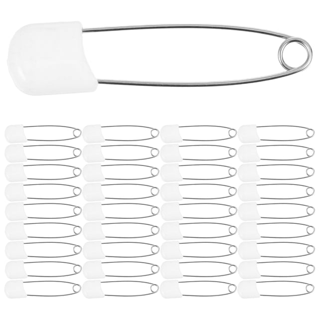 BRIGHTFUFU 60pcs Clothing Fixing Safety Pin White Zinc Alloy for Daily Use
