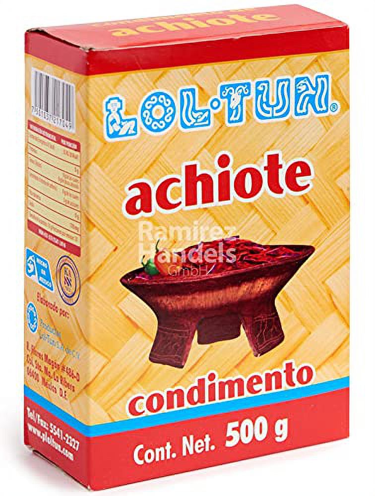Lol-Tun Achiote Condimento - Box of 500 gr. Natural, Non GMO, Based of Annatto Seeds. Made in Mexico, Perfect for Adding Color and a Mild Flavor in the Soup, Stews and Meats (3 Pack) - image 2 of 9