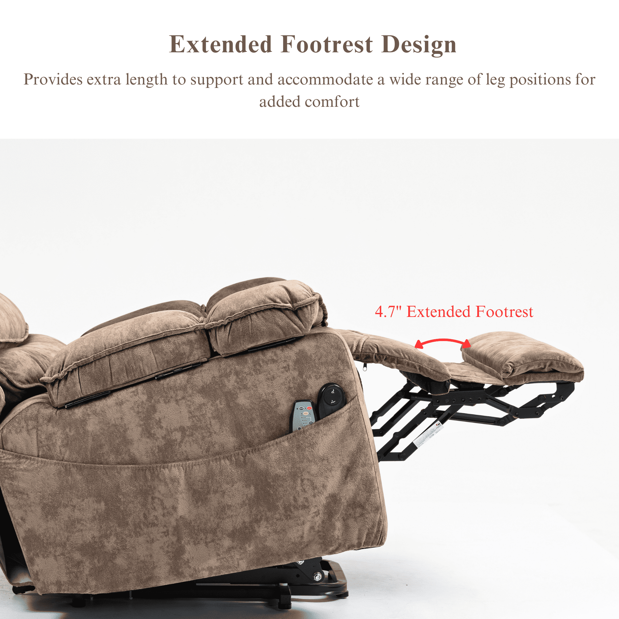 Oversized Recliner Chair 27-inch Wide Seat with Extended Footrest - Power Lift Recliner for Elderly with Heat Massage - Flip Arm Storage Cup Holders 350 lbs