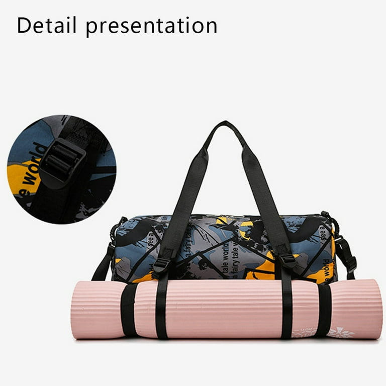 Sports Gym Bag With Shoes Compartment and Wet Pocket, Duffel Bag Waterproof Overnight  Weekender Bags,Yellow graffiti，G53977 