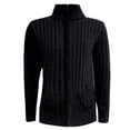 thumbnail image 1 of MIASHUI Men's Slim Fit Casual Solid Color Zip Cardigan Sweater Long Sleeve Comfort Fit Open Front Black,L, 1 of 5