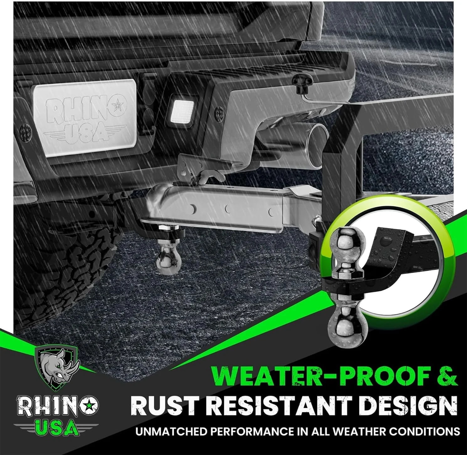 Rhino USA 2-Inch Dual Ball Hitch With Heavy Duty Reversible Tow Hitch for 2 Inch and 2-5/16 Trailers, Includes Weatherproof Anti-Theft Locking Hitch Pin