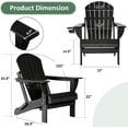 thumbnail image 5 of Withniture Folding Adirondack Chairs with Cup Holder, HDPE Adirondack Wood Textured Chairs for Terrace, Lawn, Garden, Backyard Deck(Black), 5 of 9