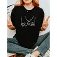thumbnail image 1 of His & Hers Valentine's Day Cotton T-Shirts - Black with Heartfelt Hand-in-Hand Print, Casual Round NCamisetas para mujer, lindas camisetas con estampado gráfico, de manga corta, estilo casual, para ve, 1 of 8