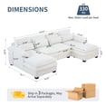 thumbnail image 3 of Capri 110" Cloud Couch, U Shaped Teddy Fleece Sofa Set, Modular Sleeper Sectional Sofa with Double Chaise for Living Room, White, 3 of 12