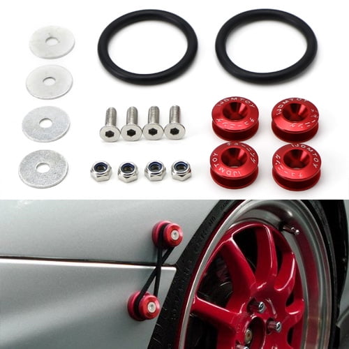 Ijdmtoy Red Finish Jdm Quick Release Fasteners For Car Bumpers Trunk Fender Hatch Lids Kit Walmart Com Walmart Com