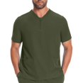 thumbnail image 2 of Yaoyar Mens Partial Zip V-Neck Scrub Top, Rib-Knit Panels, 2 Zip Pockets, 1 Welt Pocket PROTX2 Fabric- IN702A, 2 of 6