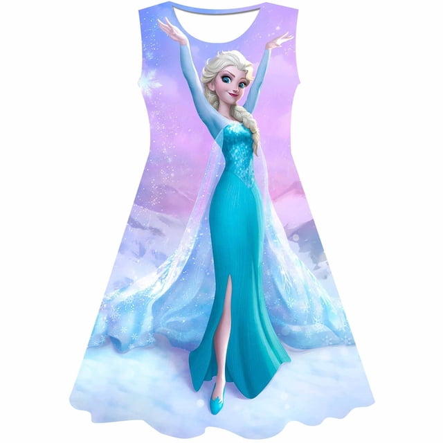 Disney Frozen 2 Dress Costumes Girls Princess Elsa Dress Ball Gown Birthday Kids Snow Queen Cosplay Carnival Clothing 1-10 Years9T Gao Jinjia LED