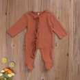 thumbnail image 4 of Newborn Baby Girl Pajamas Footed Pjs Sleeper Ruffle Romper Jumpsuit Fall Knitted Outfits Clothes Beige 0-3 Months, 4 of 8