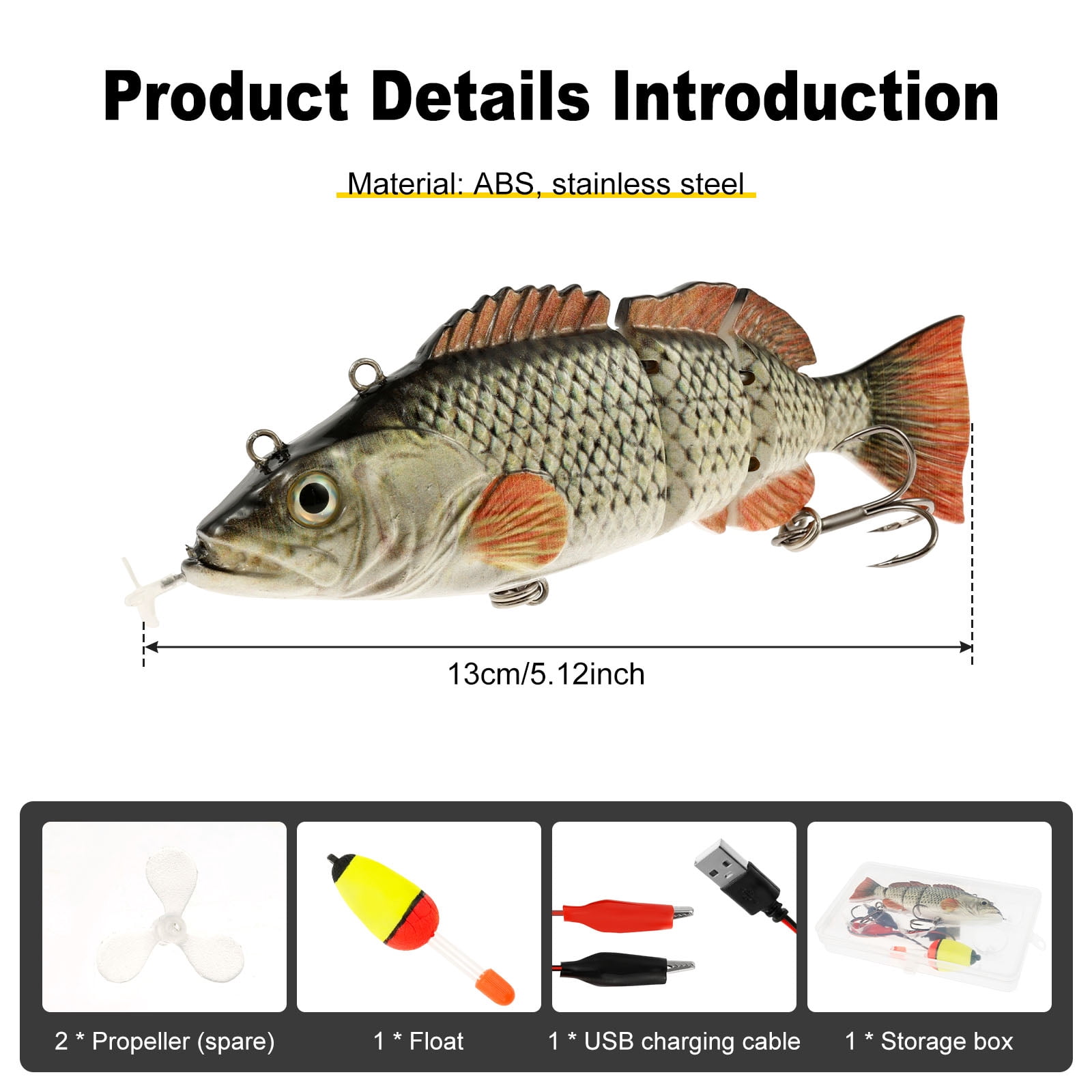 Threns Electric Robotic Fishing Lure USB Rechargeable Robotic Swimming Fishing Lure Multi Jointed Swimbait for Freshwater and Saltwater