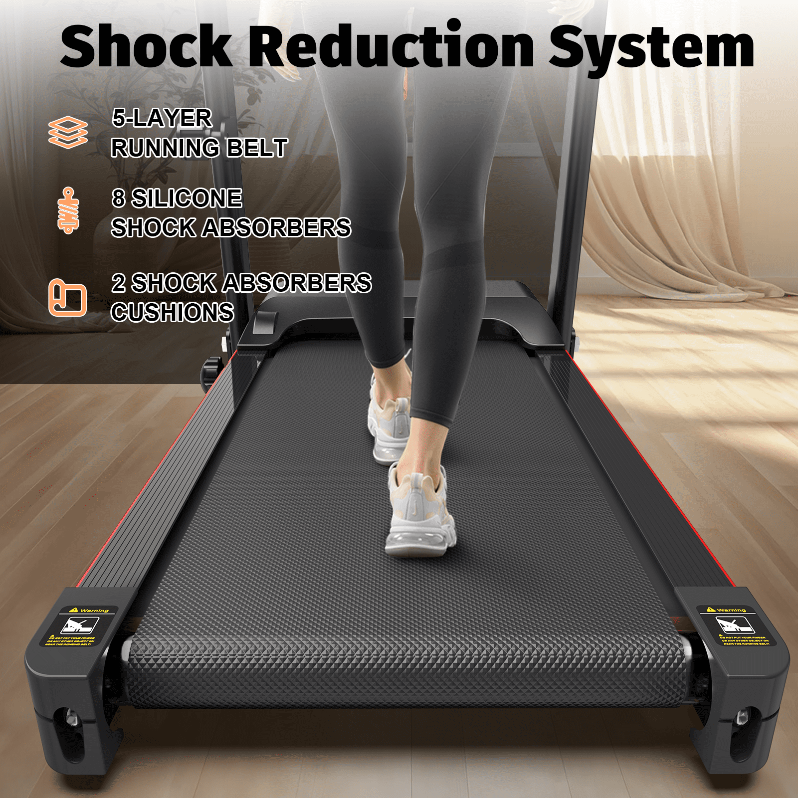 FLIMDER 2.5HP Folding Treadmills for Home with Bluetooth & Incline, Portable Running Machine Electric Compact Treadmills Foldable for Exercise Home Gym Fitness Walking Jogging
