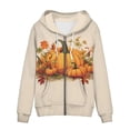 thumbnail image 4 of FKELYI Thanksgiving Pumpkins Zipper Hoodies Size L Soft Women Zip Hoodie Sweatshirt Coat Happy Fall Stretchy y2k Streetwear Hoodies with Drawstring, 4 of 6