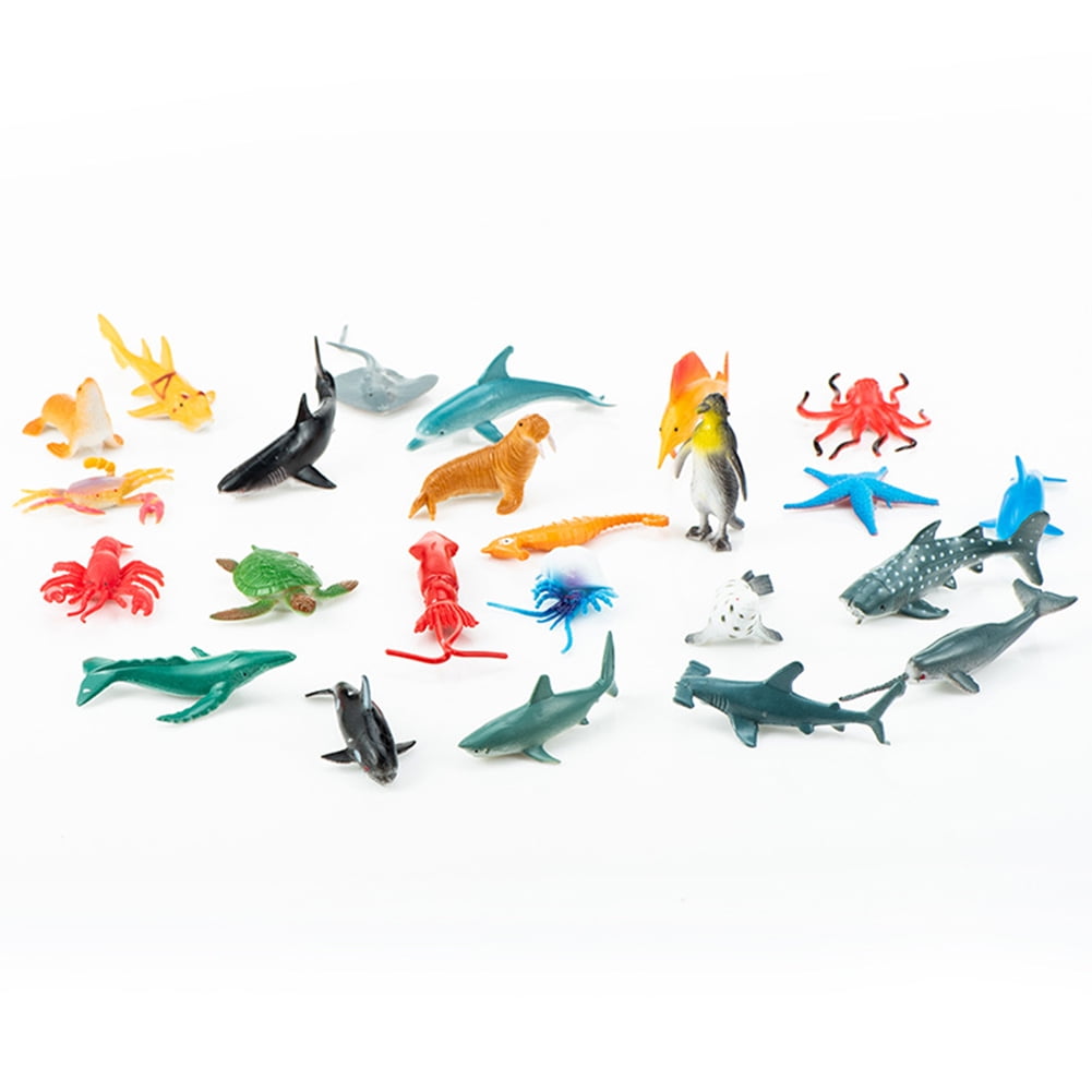 24Pcs Plastic Simulation Marine Animal Models Toy Kids Children Education 
