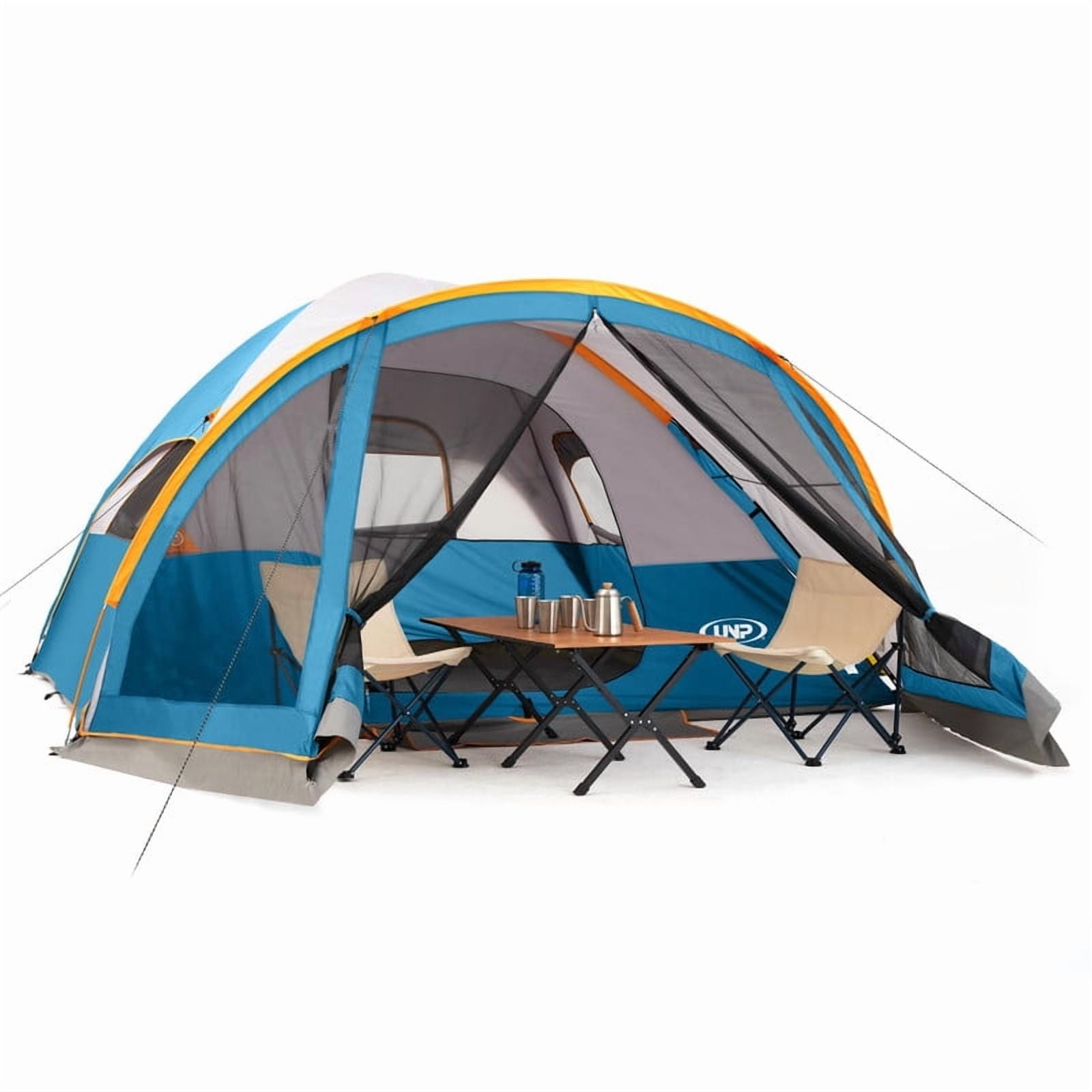 UNP Camping Tent with Screen Room, Portable 6 Person Camping Tent with Screen Porch, Family Dome Tent for Camping Outdoor - 14'x11'x72''(H)