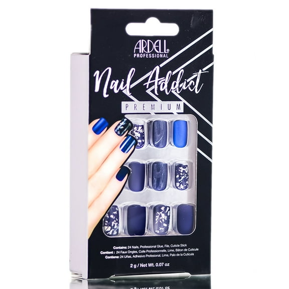Matte Blue , Ardell Nail Addict Premium Artificial Nail Set , Hair Scalp Skin Body - Pack of 1 w/ SLEEK Teasing Comb