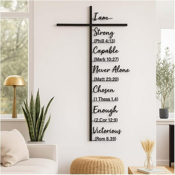 Elegant Metal Cross Wall Art, 12" Christian Home Décor Wall Hanging, Durable Sturdy Metal Cross Decoration for Living Room Bedroom Entryway (1PC)