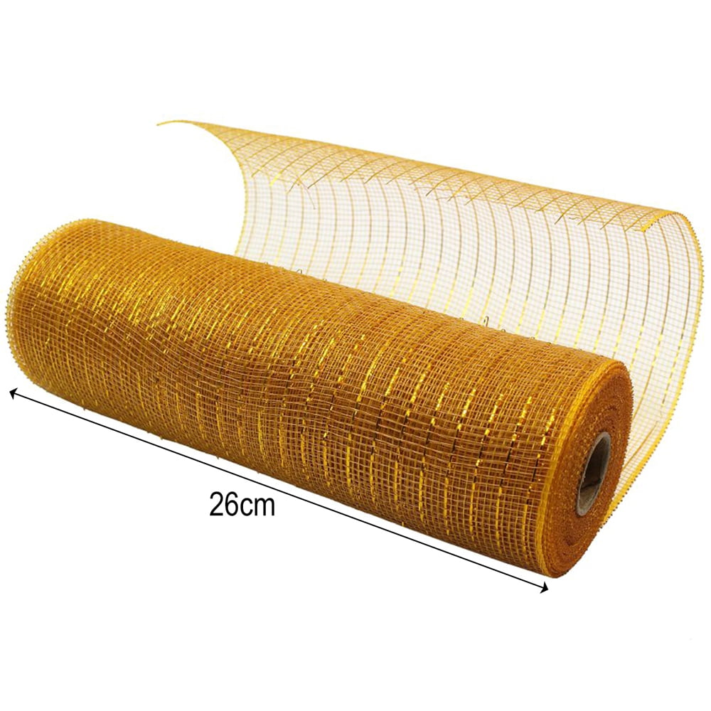 Deco Poly Mesh Ribbon 10 inch x 30 feet Each Roll, Metallic Foil Red White Green Patriotic Ribbon Christmas Ribbon for Wreath Swags Decorations