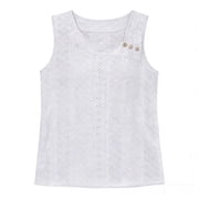 WHLBF Womens Tank Tops Plus Size V-Neck Sleeveless T-shirt White 2XL